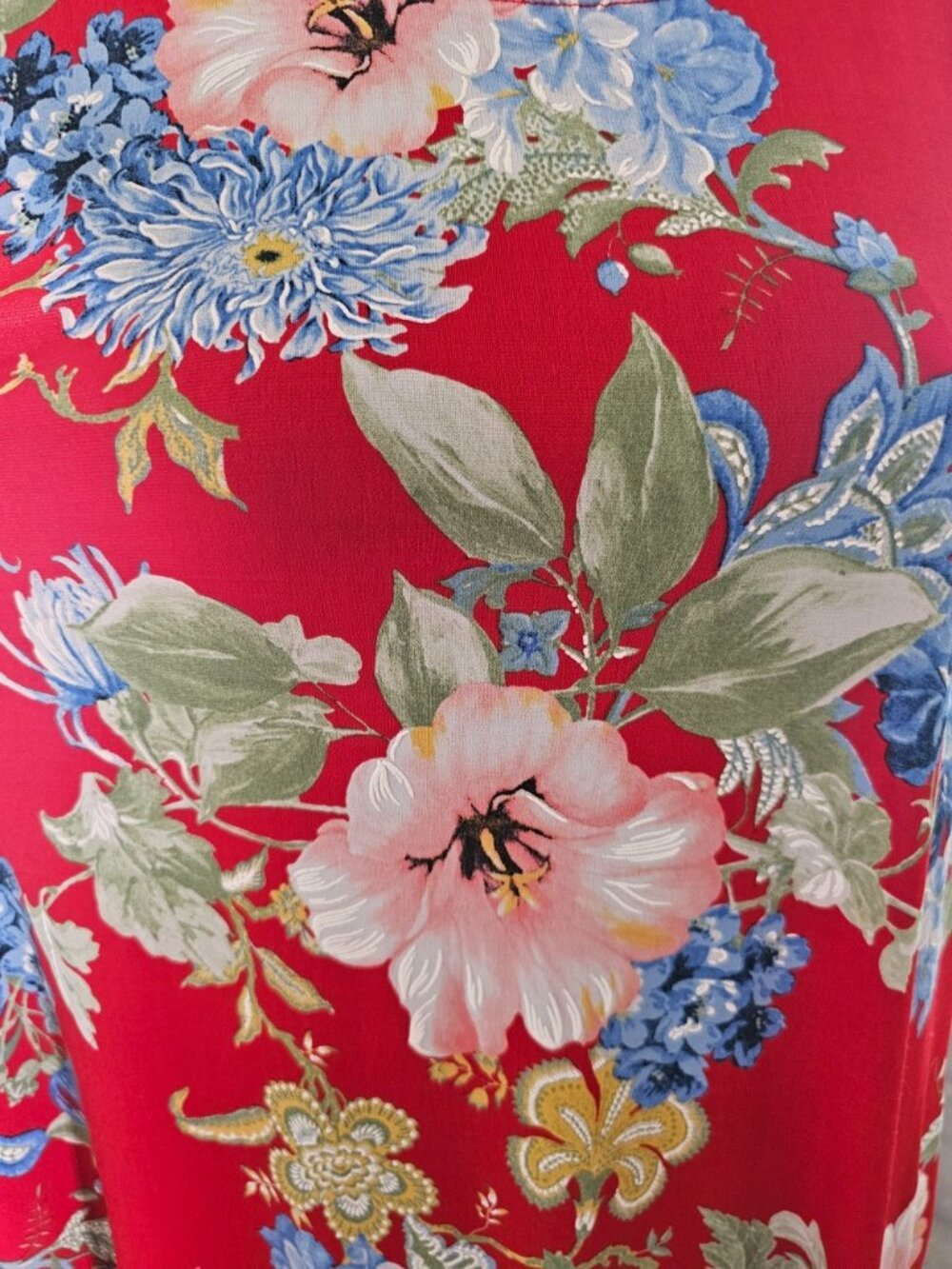 Apt. 9 Red Floral Sleeveless Midi Dress with Blue and Green Blooms - Picture 12 of 12